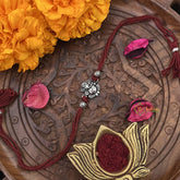 Vriksham Rakshabandhan Sliver Plated Ganraj Design Rakhi-RB193